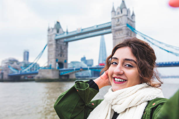 istock Young woman taking selfie at Tower Bridge 940914776