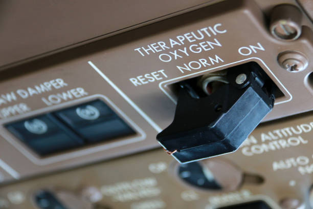 istock Inflight Close-Up of the Therapeutic Oxygern System on a 747 Flight Deck 940915574