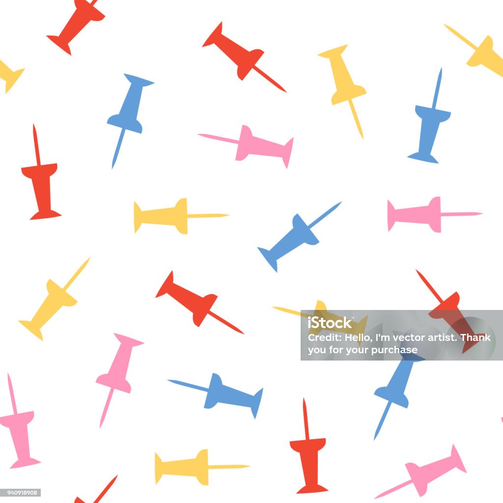 Color Vector Seamless Pattern With Drawing Pins Stock Illustration ...