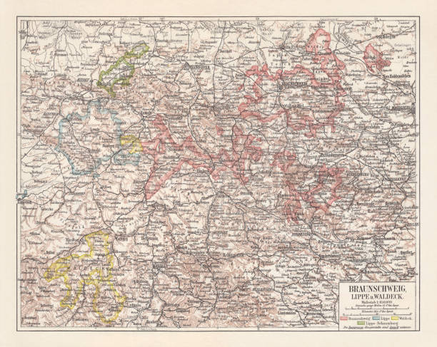 illustrations, cliparts, dessins animés et icônes de duché de brunswick, principautés schaumburg-lippe et waldeck, publiés 1897 - schaumburg