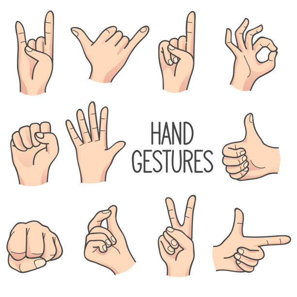 человеческая рука жест - designation stock illustrations