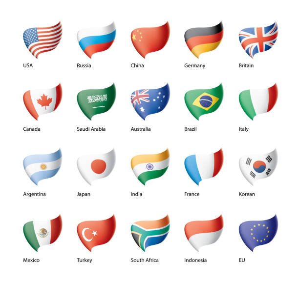 векторный набор флагов g20 - saudi arabia argentina stock illustrations