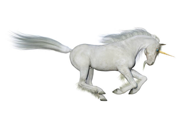 3D rendering of a fairy tale white unicorn isolated on white background