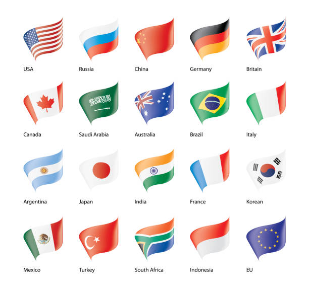 векторный набор флагов g20 - saudi arabia argentina stock illustrations