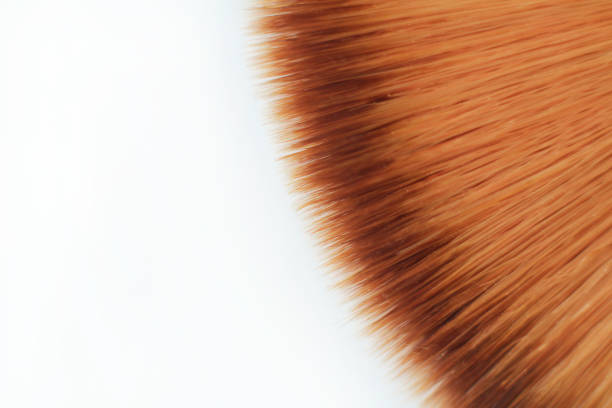 close up. makeup brush.isolated on white. photo with copy space.