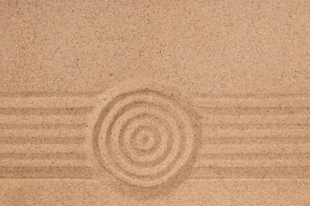 istock Concentric circle and lines on the sand. Texture of sand. 940933910
