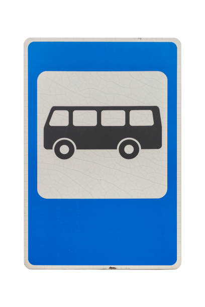 istock Old square road sign 'Bus stop' isolated on white. 940937144