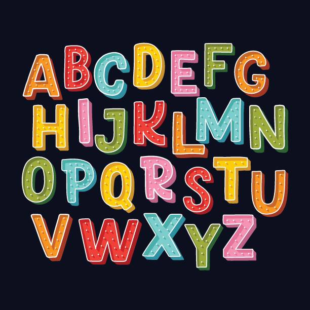 alfabet ręcznie rysowany - alphabet blue typescript single word stock illustrations