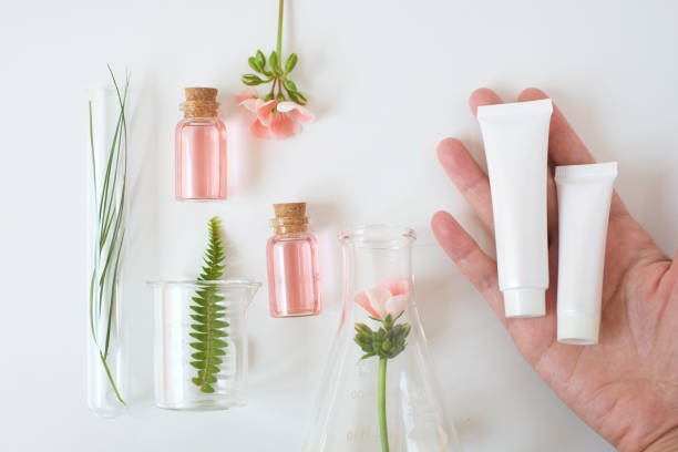 istock package with laboratory experiment and research with leaf, oil and ingredient  extract for natural beauty  and organic skincare product package,bio science concept. alternative medicine. spa 940940750