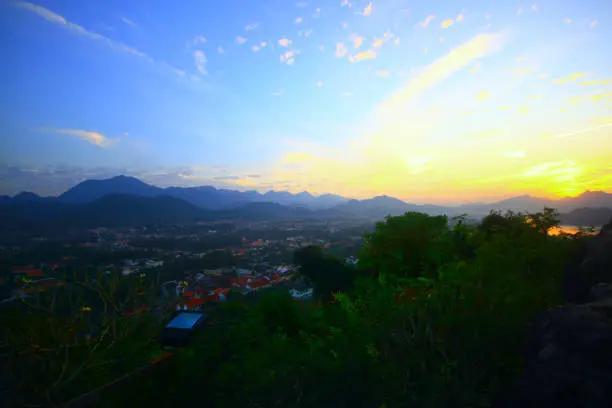 Sunset over the mountains, Luangprabang, Laos