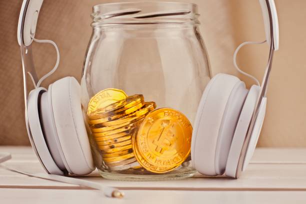 moneta bitcoin - peer to peer audio zdjęcia i obrazy z banku zdjęć