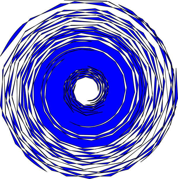 ilustraciones, imágenes clip art, dibujos animados e iconos de stock de vector con una sola espiral grande de color azul y el centro en blanco en formato cuadrado - ronda