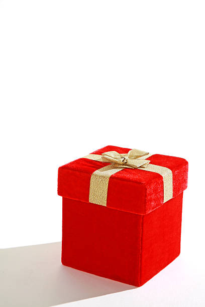 istock Red velvet gift box with glitter 94095943