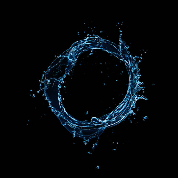 Water splash abstract circle shape on black background Water splash abstract circle shape isolated on black background. High resolution image water rings stock pictures, royalty-free photos & images