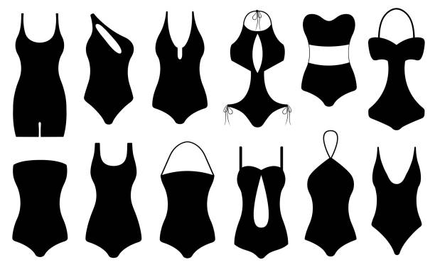 иллюстрация различных купальников - swimwear bikini lingerie panties stock illustrations