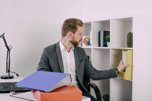 Business man handling files