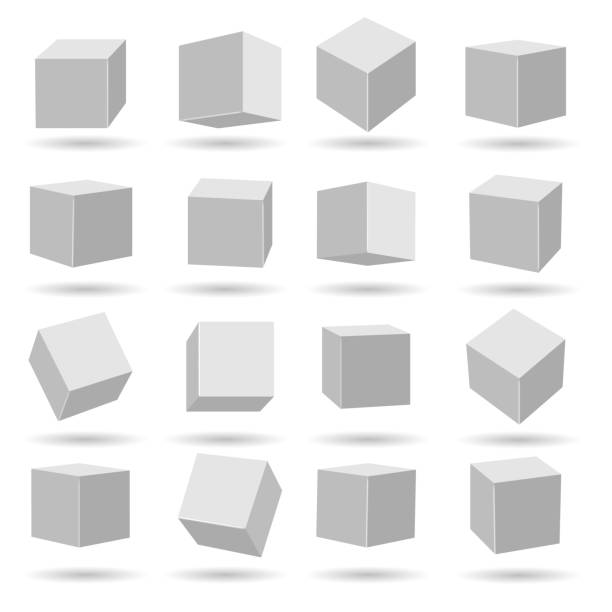 białe kostki blokuje modele - box white cube blank stock illustrations