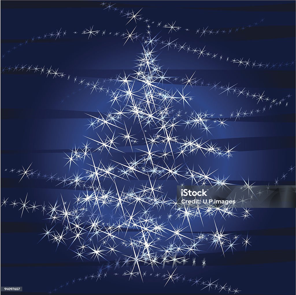 クリスマスツリーの夜景 - お祝いのロイヤリティフリーベクトルアート