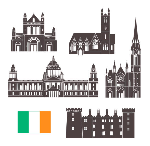 Ireland set. Isolated Ireland  architecture on white background EPS 10. Vector illustration cobh ireland stock illustrations