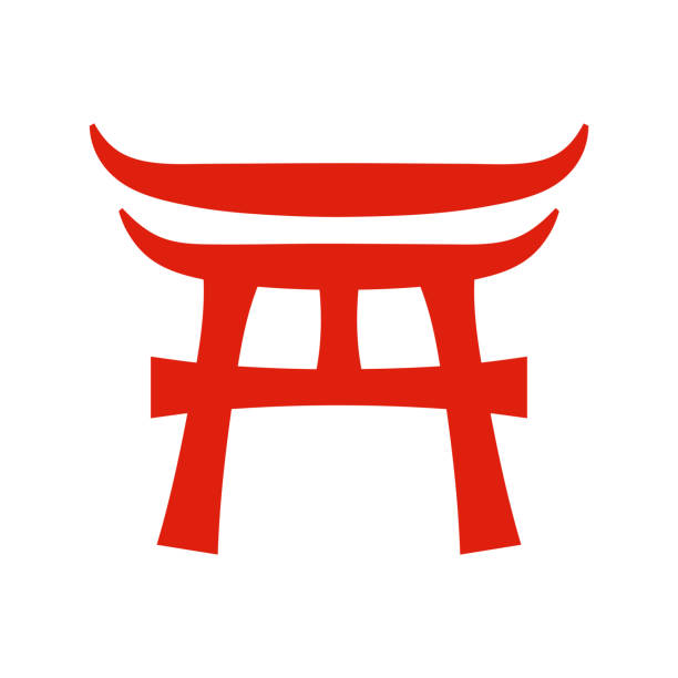ilustrações de stock, clip art, desenhos animados e ícones de torii — traditional ritual japanese gate at the entrance of a shinto shrine. - tao symbol