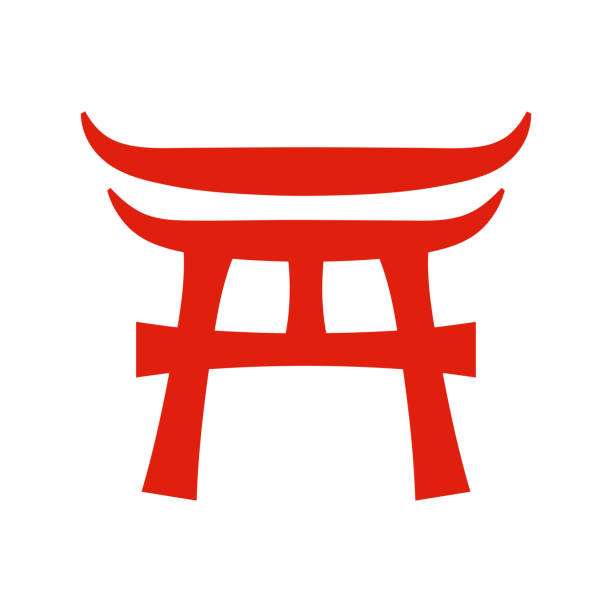 Torii — traditional ritual Japanese gate at the entrance of a Shinto shrine. Torii — traditional ritual Japanese gate at the entrance of a Shinto shrine. temple decor stock illustrations