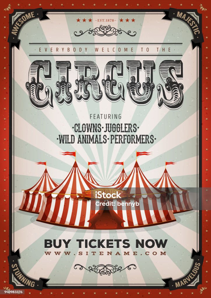 Fondo Vintage Circo - arte vectorial de Circo libre de derechos