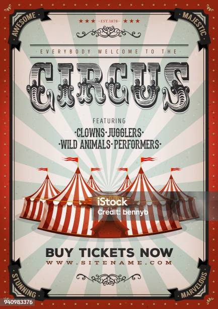 Ilustración de Fondo Vintage Circo y más Vectores Libres de Derechos de Circo - Circo, Carnaval, Retro