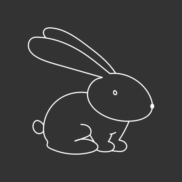 Rabbit outline. Bunny silhouette. Hand drawn hare. Leveret contour. Vector icon Rabbit outline. Bunny silhouette. Hand drawn hare. Leveret contour. Vector icon. hare and leveret stock illustrations