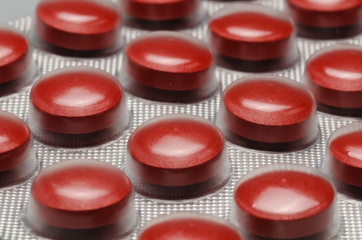 Close up of iron tablets.