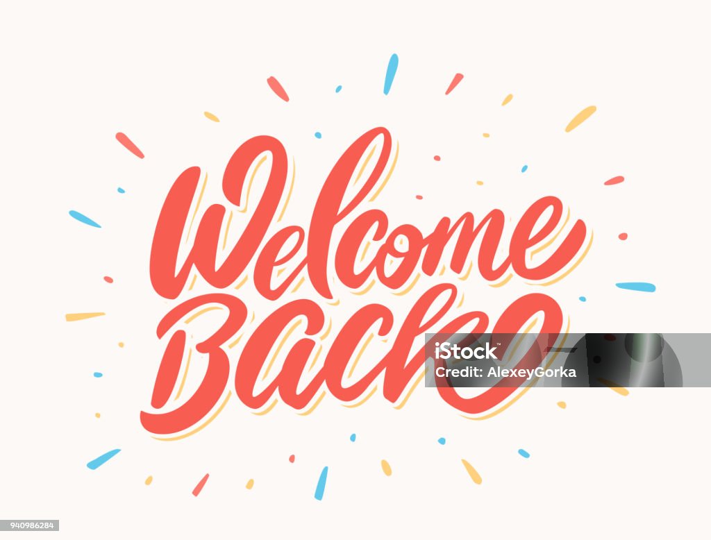 Welcome back banner. Welcome back banner. Vector lettering. Vector hand drawn illustration. Welcome Sign stock vector