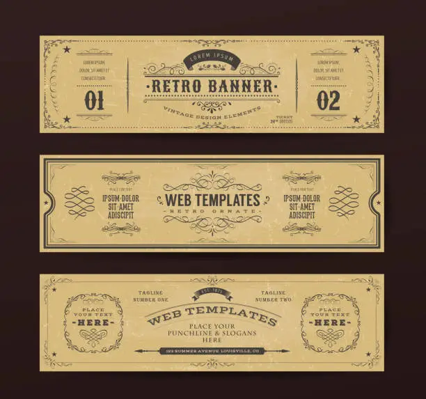 Vector illustration of Vintage Website Banners Templates