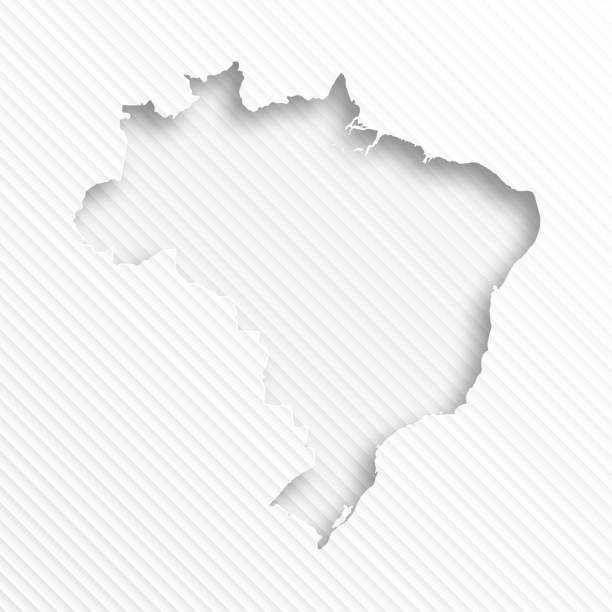 ilustrações, clipart, desenhos animados e ícones de mapa do brasil com corte de papel no fundo abstrato branco - mapa brazil 3d