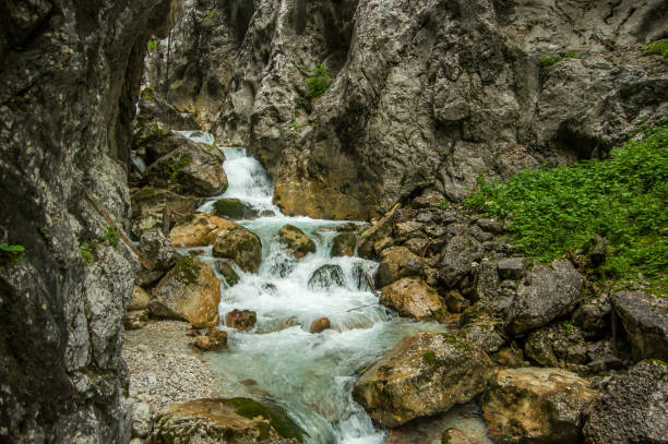 Hellentalklam Gorge waterfall stock photo