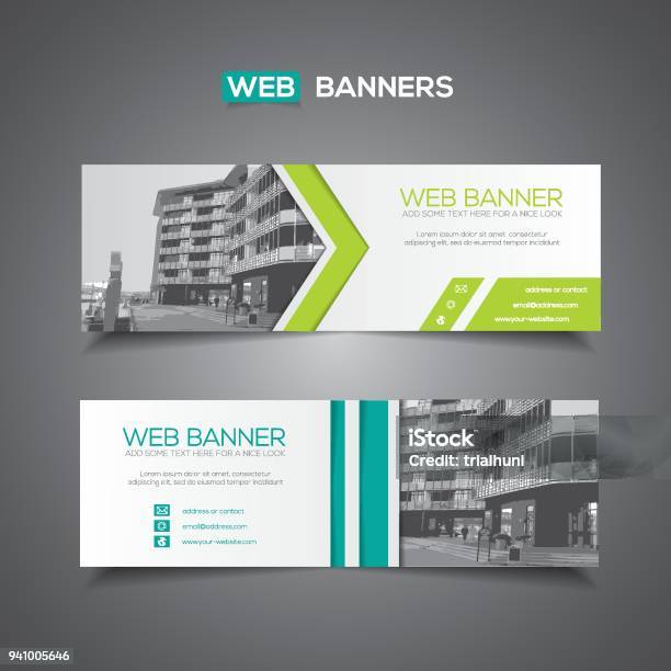 Banner Or Horizontal Header Footer With Abstract Linear Design Elements Stock Illustration - Download Image Now