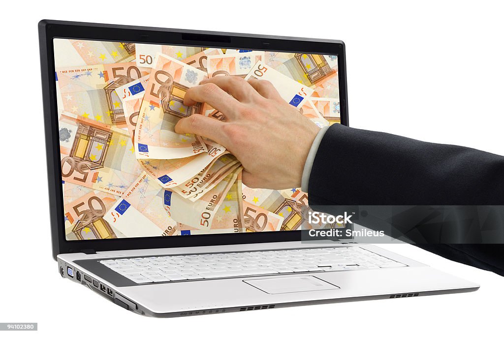 Biorąc pieniądze z ekranu - Zbiór zdjęć royalty-free (Banknot)