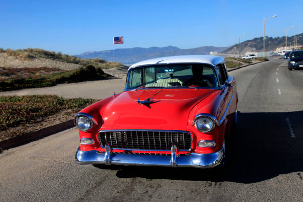 istock Red retro car on road San Francisco 941032488