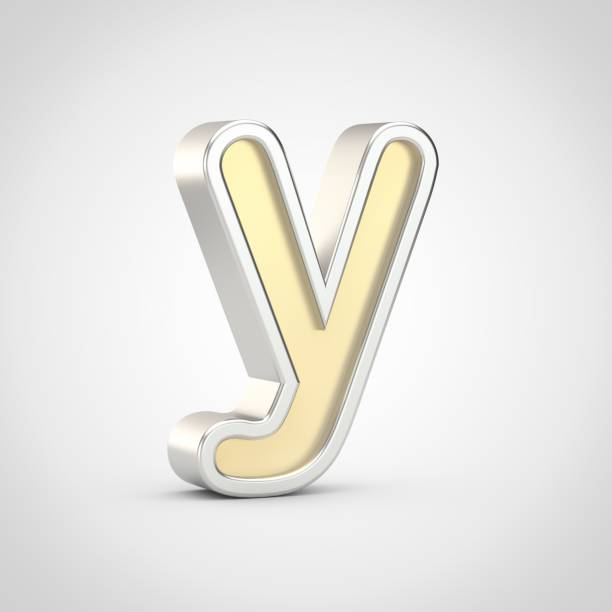 istock Gloosy golden letter Y lowercase with silver outline isolated on white background. 941032806