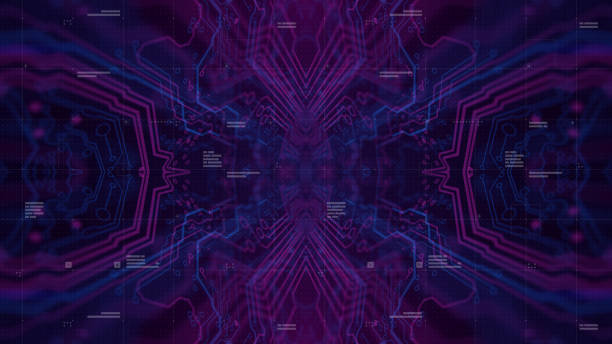 istock Symmetry pattern. Dark Purple Violet and Blue Microchip backdrop. 941033010