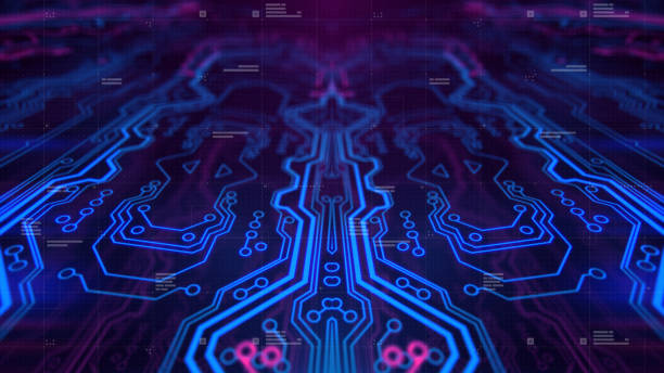 istock Mirror Symmetry. Purple, violet, blue neon background 941033278