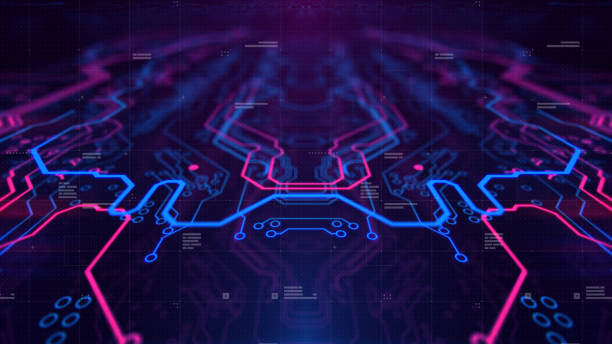 istock Mirror Symmetry. Purple, violet, blue neon background 941033298