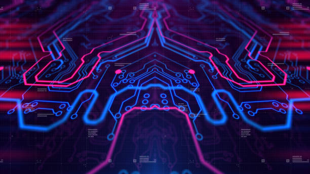 istock Mirror Symmetry. Purple, violet, blue neon background 941033334