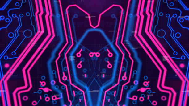 istock Mirror Symmetry. Purple, violet, blue neon background 941033414
