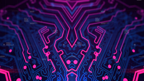 istock Kaleidoscope Vivid Pink. Micro chipset Purple Violet and Blue Microchip backdrop. 941033430