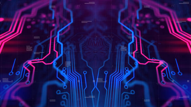 istock Mirror Symmetry. Purple, violet, blue neon background 941033476