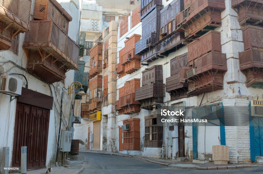 Jeddah Old City Buildings and Streets, Saudi Arabia Jeddah Stock Photo