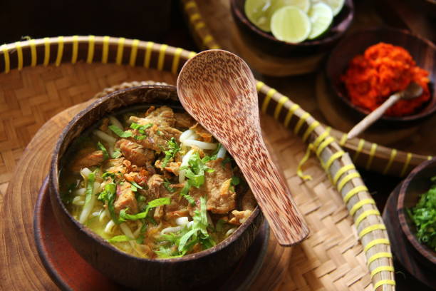 istock Soto Batok, Javanese Beef Soup in Coconut Shell Bowl 941040228