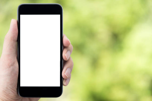 istock Man holding smartphone with blank mockup screen. 941041398
