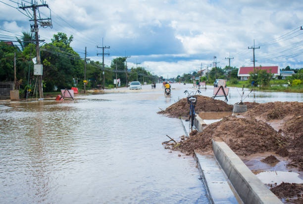 istock Road closed because of flooding 941044442
