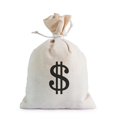 Money bag on white background with clipping path.