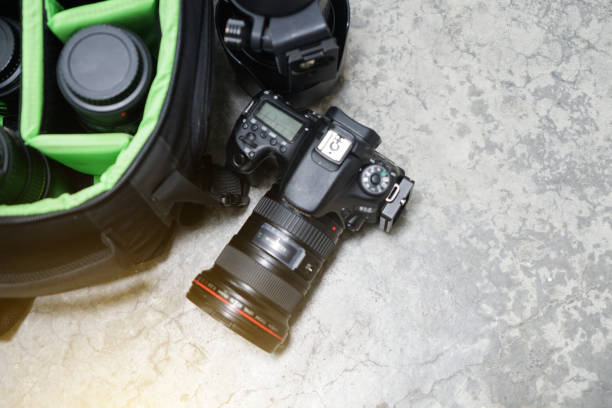 istock Bag and appliances for photography top view 941047094